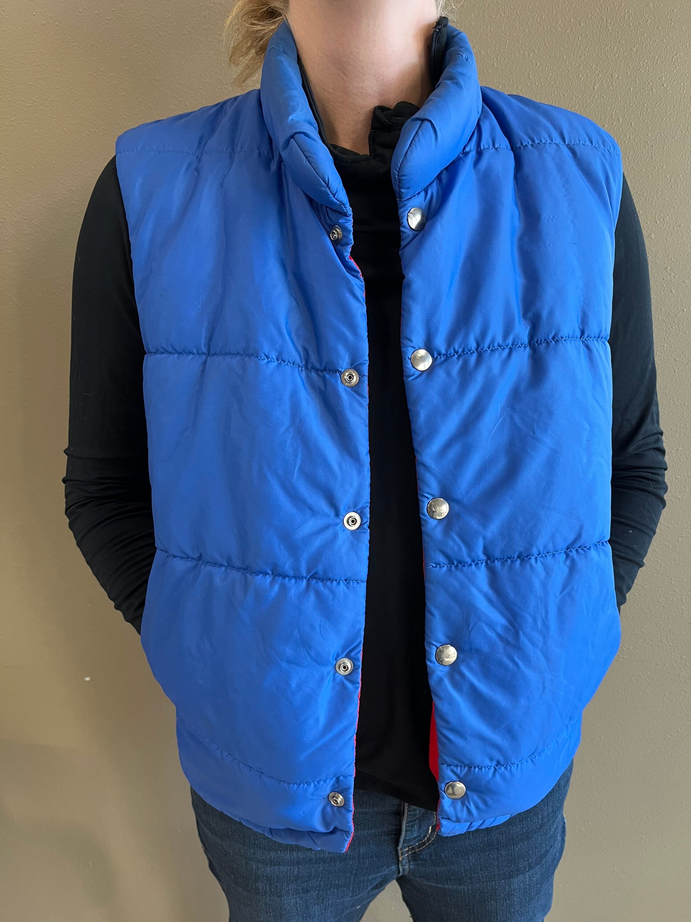 royal blue puffer vest mens