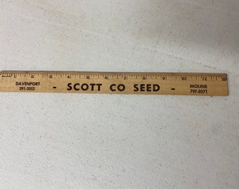 Vintage Scott Co Seed Advertising Wood Ruler