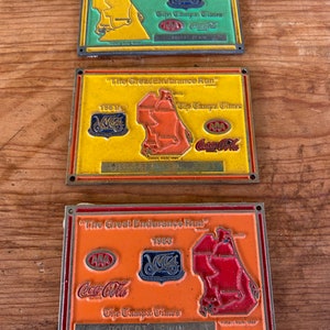 Vintage 1980s The Great Endurance Run Mini Metal Plaques Collection Florida