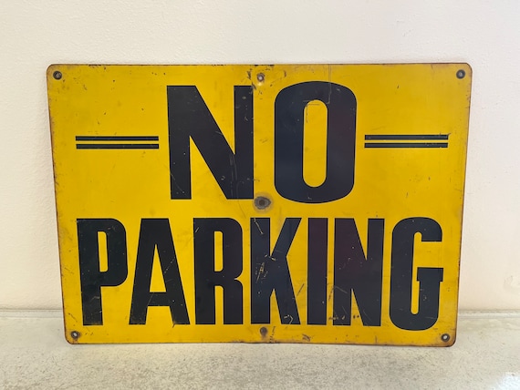 Vintage Yellow No Parking Retired Metal Sign - Etsy