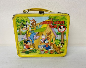 Vintage 1976 Mickey Mouse Club Yellow Metal Lunch Box ONLY by