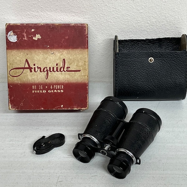 Vintage Airguide No 36 4 Power Binoculars or Field Glass in box