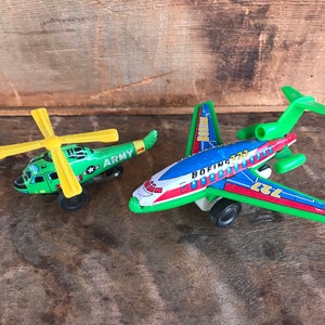 Vintage Metal & Plastic Toy Helicopter and Jet made in Japan