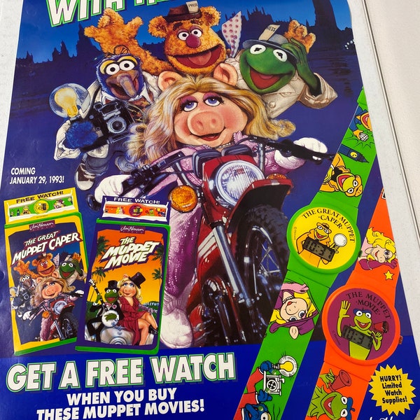 1993 Fun Time Ahead With The Muppets Video Release Promo Poster Jim Henson Video