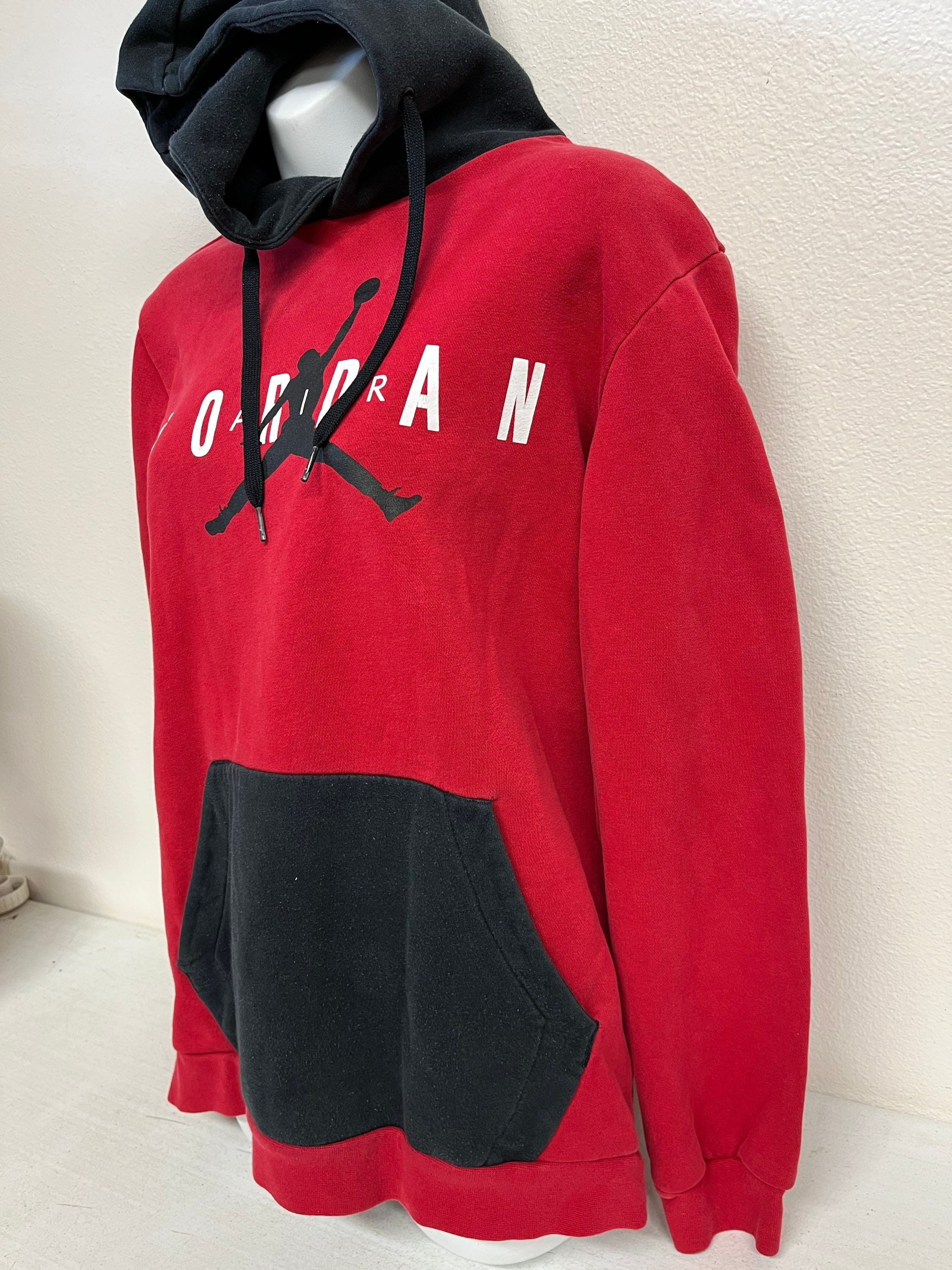 Vintage 1990s Air Jordan Red and Black Hooded Sweatshirt Hoodie