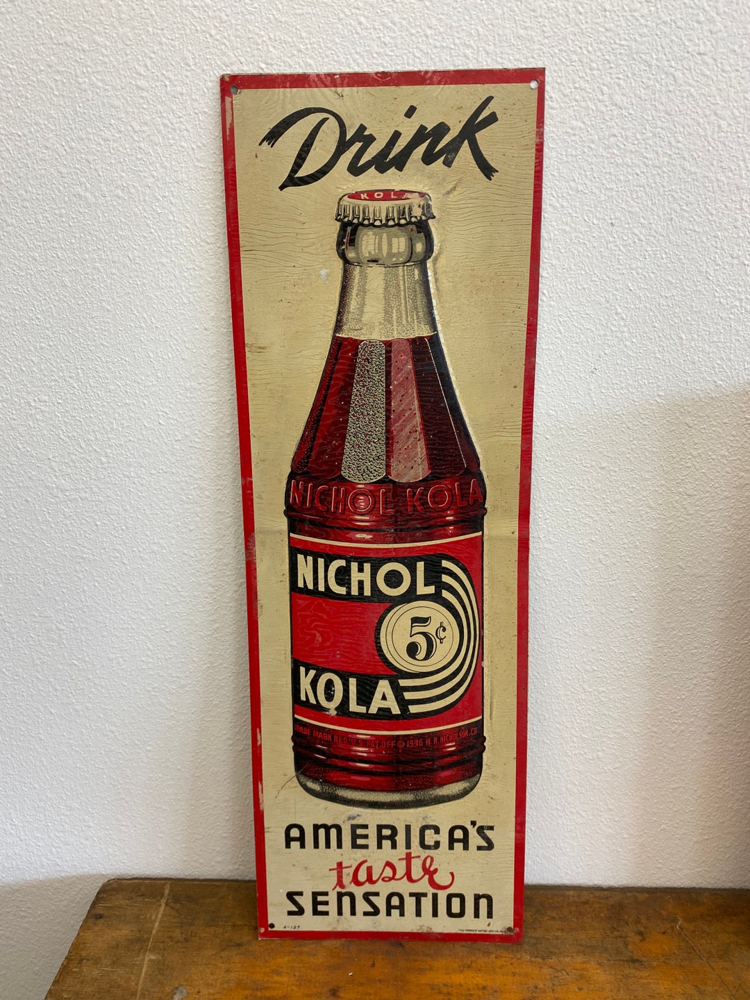 Vintage Original 1930s Drink Nichol Kola Embossed Metal Sign - Etsy