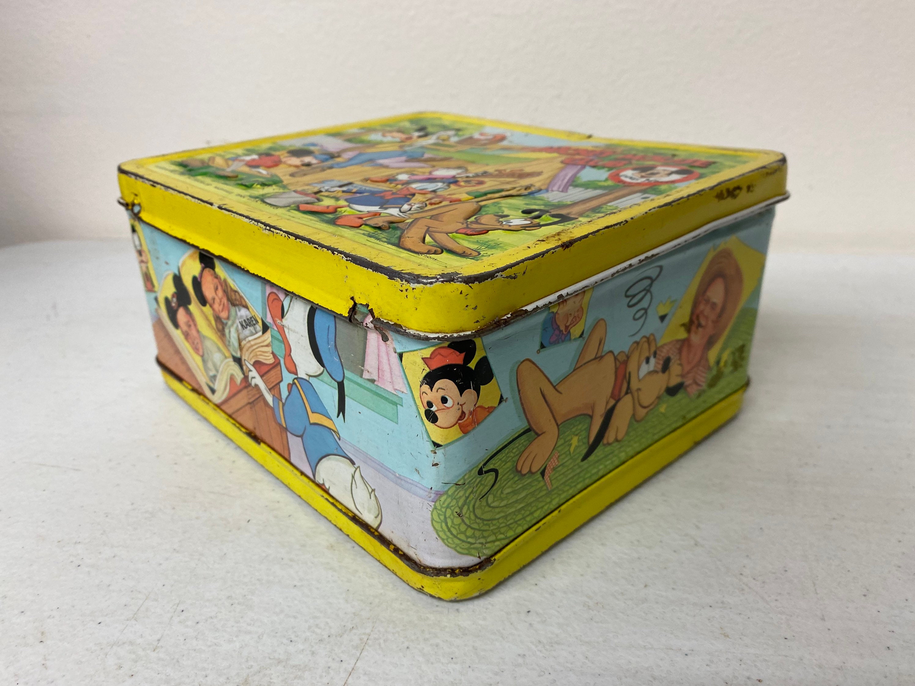 Vintage 1976 Mickey Mouse Club Yellow Metal Lunch Box ONLY by
