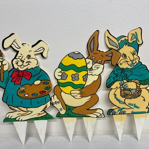 Vintage 1989 Easter Yard Art Decorations by MSR Imports Set of 3