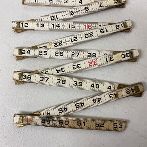 Vintage Lufkin White Wood & Metal Folding Ruler