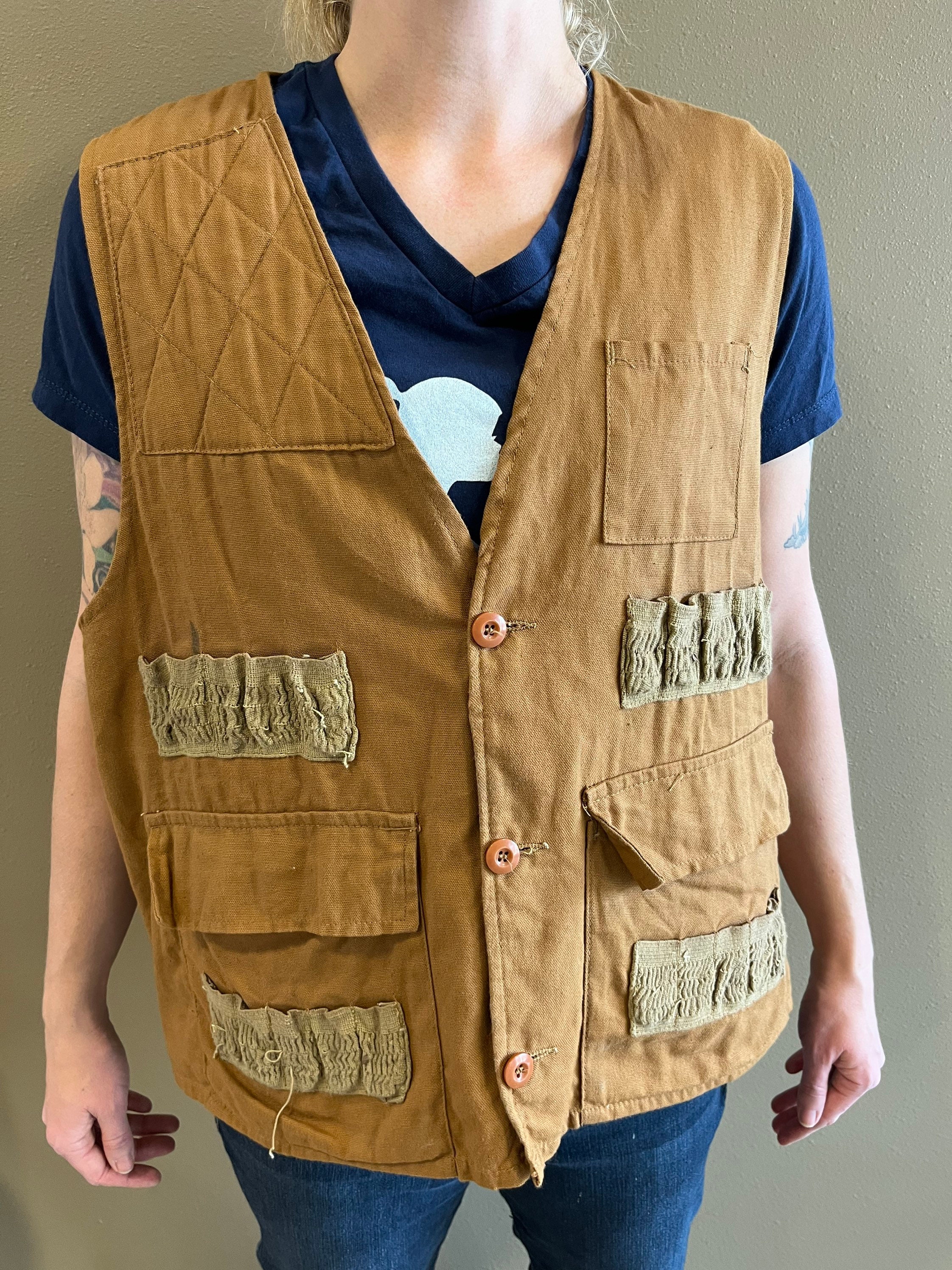 Vintage 1970s Water Repellent 100% Cotton Duck Hunting Vest by