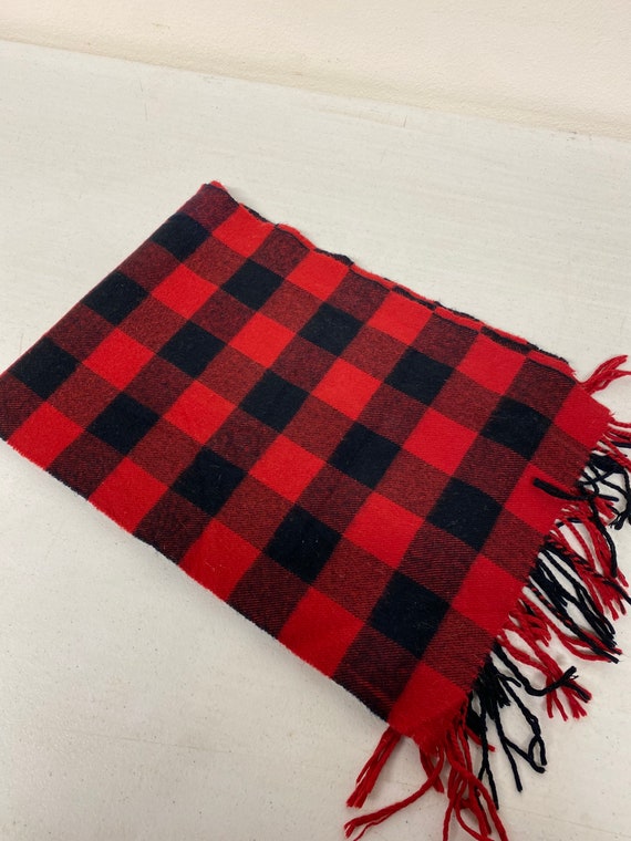 Vintage Classic Black & Red Buffalo Check Scarf