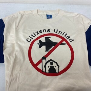 Vintage 1990s Citizens United Against Low Level Flying Unused Graphic Tee Size XL with Blue Sleeves