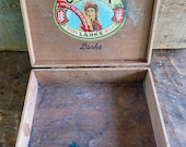 Vintage Corina Larks Wood Box with Folk Art Planes