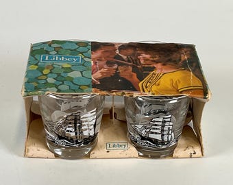 Vintage Set of 4 Classic Nautical 2 Oz Shot Glasses by Libbey