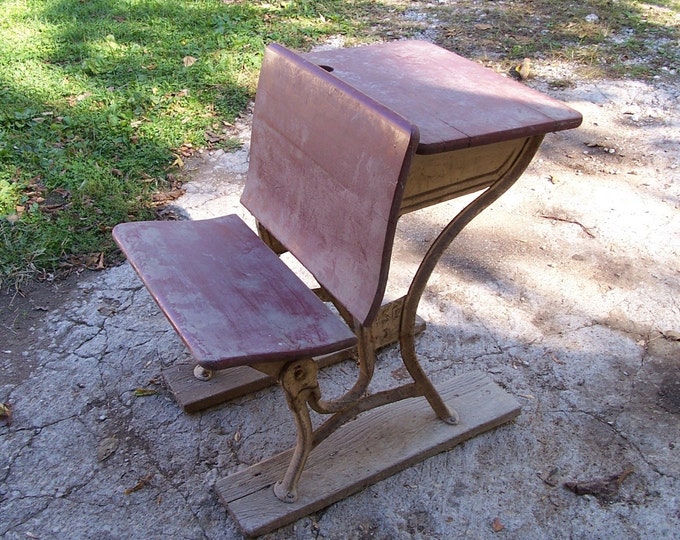 Antique School Desk Bench Chair...store Wide Sale, Use Coupon Code Krypt15, to Receive 15 off
