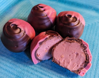 Mothers Day Artisan Gourmet Fair Trade Ruby Chocolate Sake Hand Rolled Truffles (4pc or 8pc)