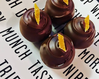 Mothers Day Artisan Gourmet Hand Rolled Fair Trade Dark Chocolate Orange Cardamom Truffles (4 or 8pc)