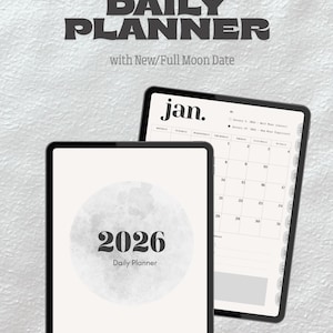 Canva digital planner 2026, minimalist, Moon, Sunday Start, ENGLISH ver.
