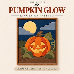 Ghost Pumpkin Kinusaiga Pattern | Jack O Lantern No-Sew Fabric Art | Halloween Kinusaiga Template PDF | Digital Download