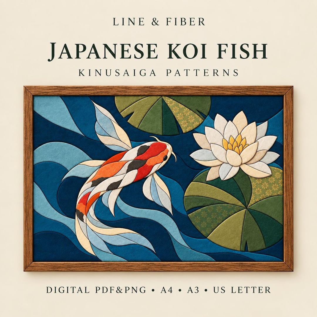 Japanese Patterns Koi Fish Koi Fish and Lotus Kinusaiga Pattern PDF | Japanese Garden Fabric ...