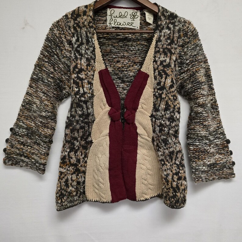 Anthropologie Field Flower Web And Loom Knit Cardigan Sweater Size S image 2