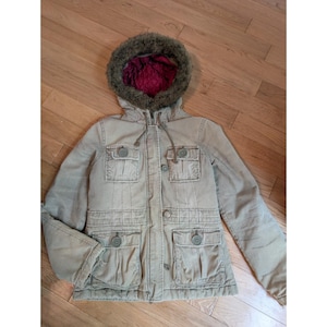 00s アバクロ ファー裏地 フルジップ パーカー シャギー Y2K Y2k faux