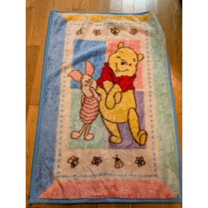 Vintage Disney Winnie the Pooh Baby Blanket 30x45 Lovey Piglet Crib Plush Blanky