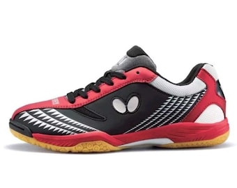 Zapatillas de tenis de mesa Butterfly Lezoline GIGU Unisex, color negro y rojo, talla US 10.5 Jp