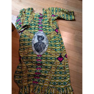 Ghanian Dashiki Ankara African Dutch Wax Batik Dress Robe Chief Alicia Adeola