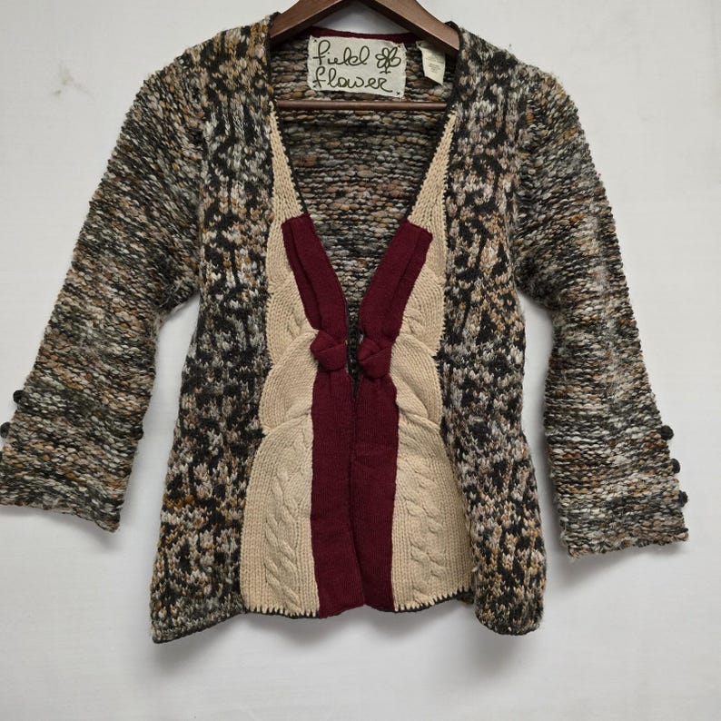 Anthropologie Field Flower Web And Loom Knit Cardigan Sweater Size S image 3