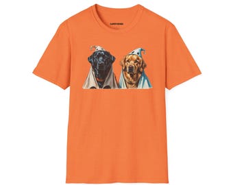 Halloween Dog Unisex Softstyle T-Shirt, Black Lab Golden Retriever Costume Tee, Dog Lover Gift, Pet Owner Shirt, Trick or Treat Apparel