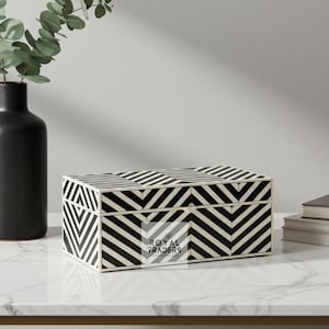 Knochen Inlay Schmuckschatulle | Handgefertigte Aufbewahrungsbox | Organizer Box | Indische Handwerkskunst Schwarz Geschenkbox | Holz-Andenken-Halter | Kundenspezifische Inlay Box
