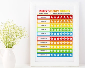 Editable chore chart, chore chart template, kids routine chart, Weekly Responsibility Checklist, printable Kids chart, DIY chore chart