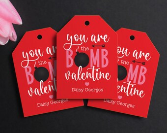 Hot chocolate bomb valentine tags, You're the bomb tags, printed tags, valentine ideas for school, goody bag tag, mug tag, classroom tags