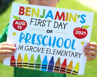Editable First day of school sign, personalized school sign, Printable 8x10 elementary school sign, Back to school print, preschool print