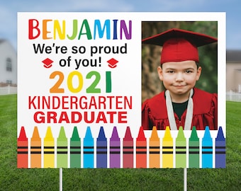 2024 Graduation Yard Sign printed, Kindergarten Photo Yard Sign, 2024 Graduation gift, Graduation party decor, Lawn Sign, School sign