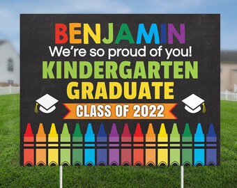 Bearbeitbares Kindergarten Abschlussschild, Klasse von 2024, Stolz auf dich, druckbare Rasenschildvorlage, Abschlussschild der Grundschule