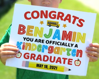 Kindergarten Grad Zeichen Vorlage, letzten Tag der Schule Zeichen, editierbare Diplom, Graduierung Zertifikat, personalisierte Zeichen, druckbare 8 x 10 Zeichen