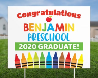 Editable Preschool graduation yard sign, quarantine grad sign, Printable Lawn Sign, PreK Graduation sign, Class of 2023, Pre-K grad sign