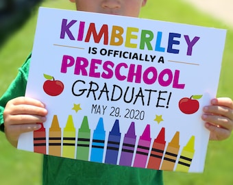 Editable Preschool graduation sign, personalized school sign, Printable sign GIRL, Graduation print, 8x10 sign, preschool print