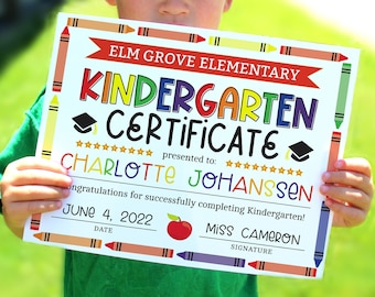 Editable Kindergarten Diploma, Graduation Certificate, personalized school sign, Printable sign, 8x10 sign, Diploma template, Corjl template