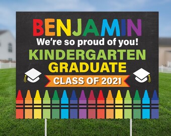 2024 Signo de graduación de jardín de infantes, letrero de patio impreso personalizado, clase de 2024, regalo de graduación, decoración de fiesta de graduación, letrero de césped, letrero de la escuela