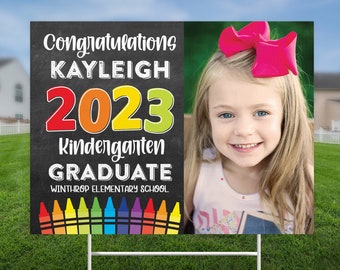 Printed Kindergarten Graduation Yard Sign, H-Stake included, Class of 2024, Kindergarten Graduation, outdoor party decor, Lawn Sign
