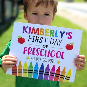 Editable First day of school sign, Printable sign, personalized school sign, Pink Back to school print, 8x10 sign, Preschool Girl