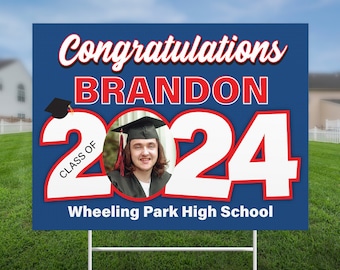 Class of 2024, Graduation Yard Sign with Photo, Congrats Grad, Senior Grad Party Sign, Coroplast Board Sign, High School Graduation Sign
