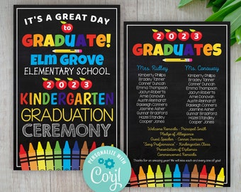 Kindergarten graduation ceremony program template, Editable PreK graduation printable, Preschool Graduation template, PreKindergarten