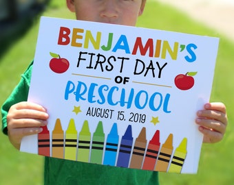 Editable First day of school sign, Printable sign, personalized school sign, Back to school print, 8x10 sign, preschool