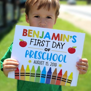 Editable First day of school sign, Printable sign, personalized school sign, Back to school print, 8x10 sign, preschool