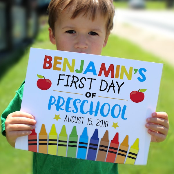 Editable First day of school sign, Printable sign, personalized school sign, Back to school print, 8x10 sign, preschool