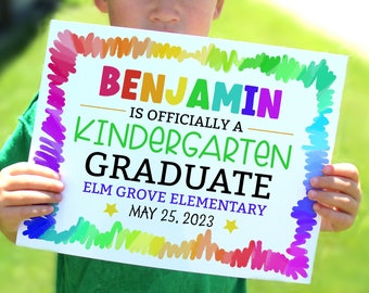 Editable Last Day of School sign template, Kindergarten Graduation Certificate, personalized school sign, PreK grad, end of the year, Corjl